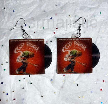 (READY TO SHIP) Scott Pilgrim Vs the World Movie Soundtrack Vinyl Album Handmade Earrings!