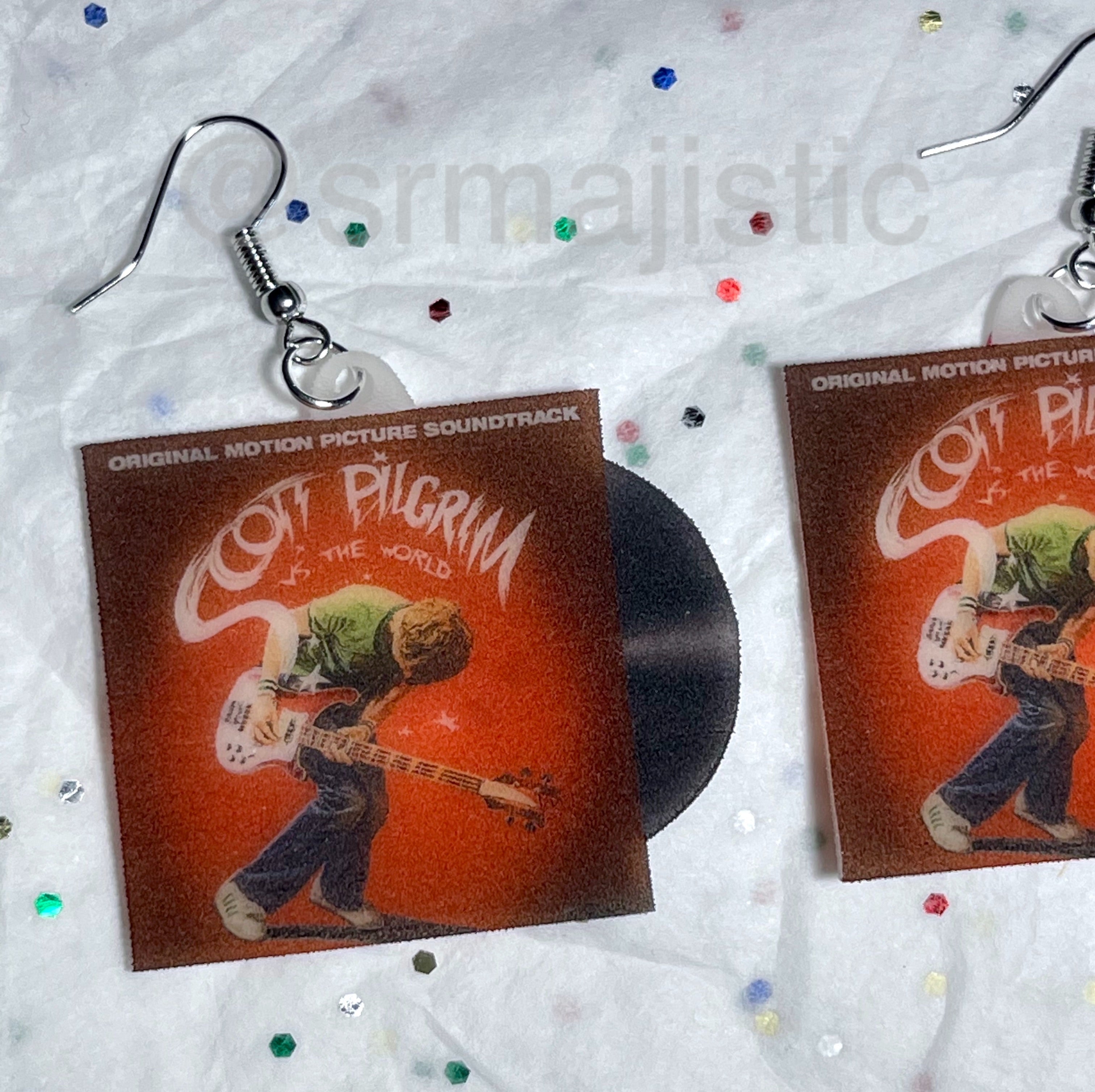 (READY TO SHIP) Scott Pilgrim Vs the World Movie Soundtrack Vinyl Album Handmade Earrings!