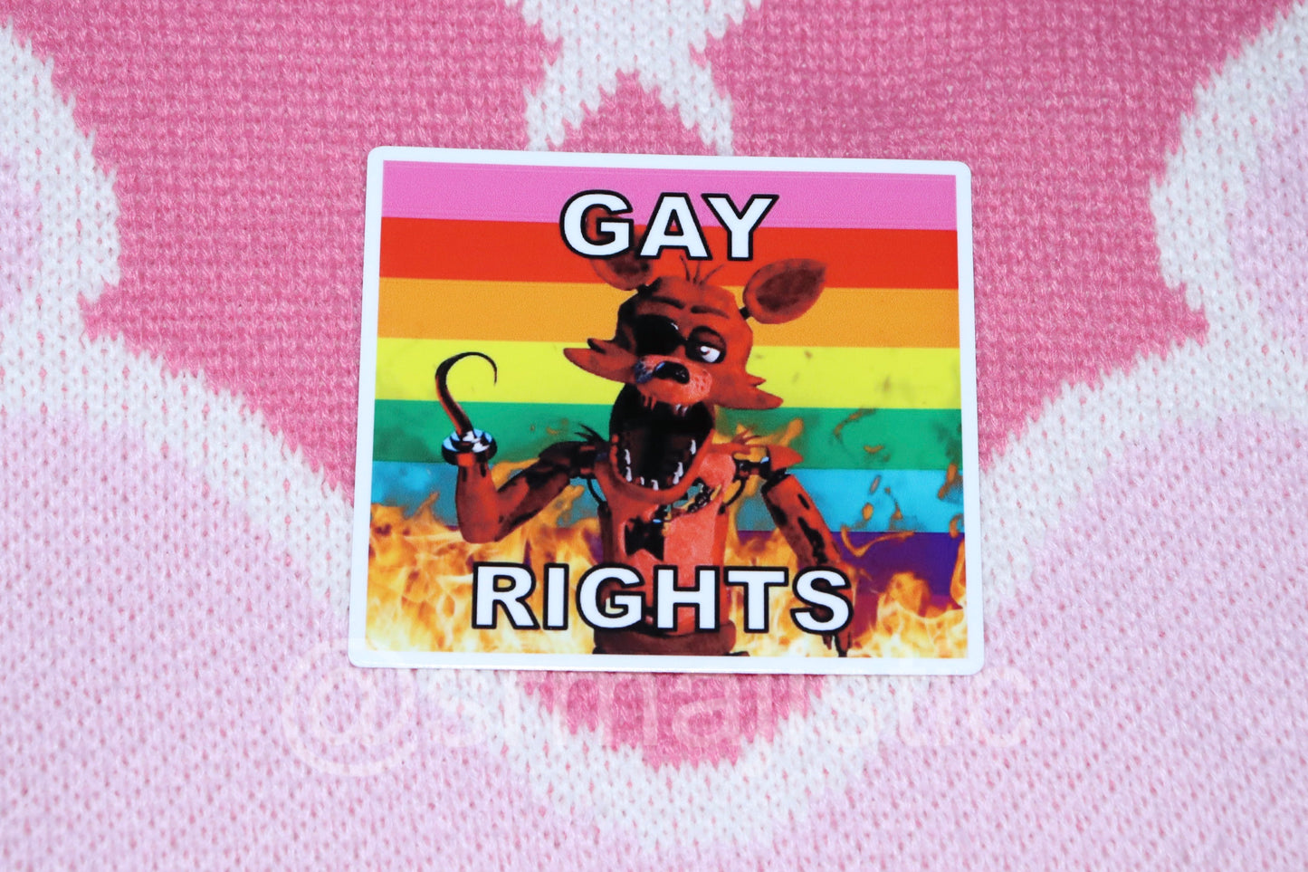 Bumper Stickers of Foxy from Five Nights at Freddy’s Flaming Pride Flags