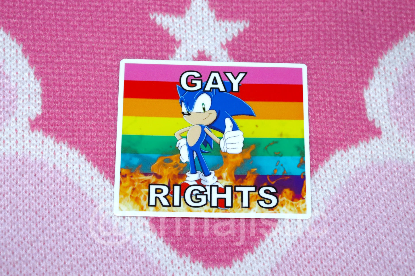Sonic the Hedgehog Flaming Pride Flag Bumper Stickers