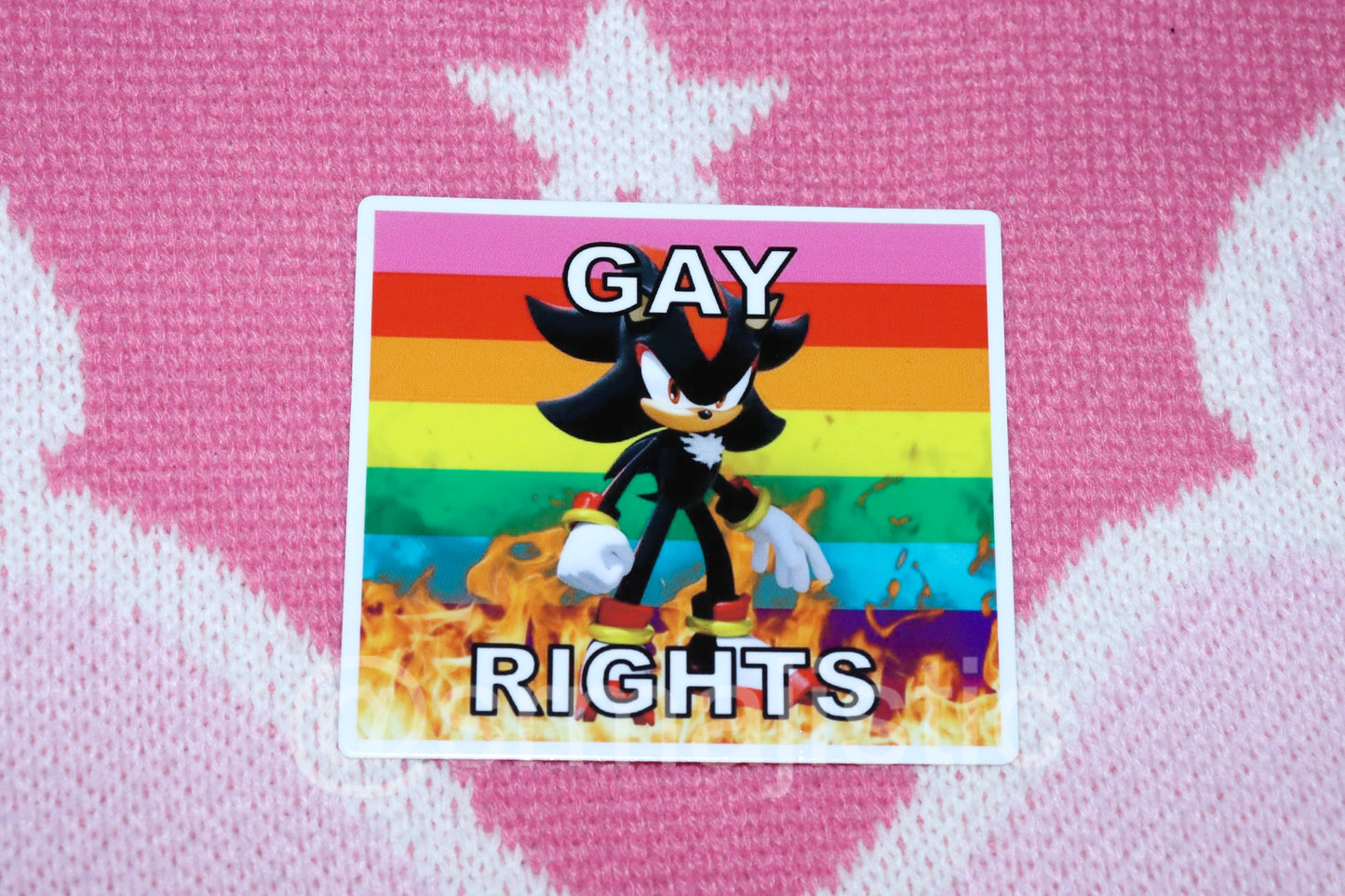 Shadow the Hedgehog Flaming Pride Flag Bumper Stickers