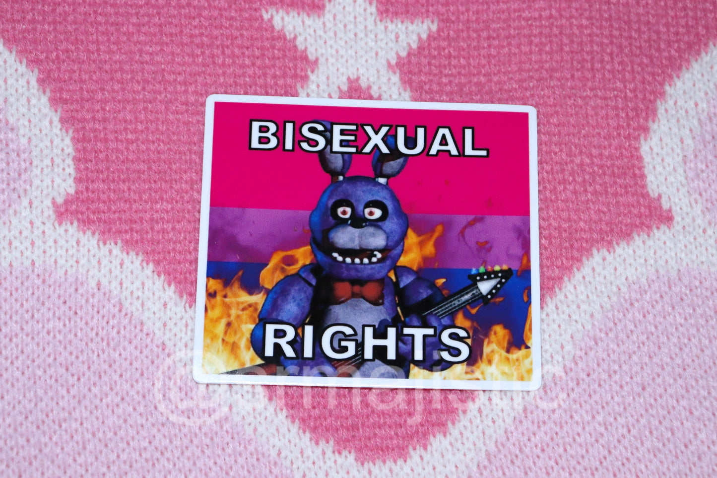 Bumper Stickers of Bonnie from Five Nights at Freddy’s Flaming Pride Flags