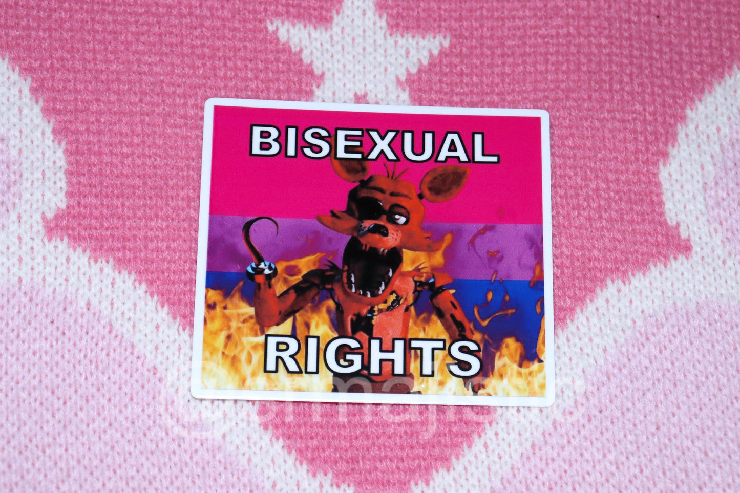 Bumper Stickers of Foxy from Five Nights at Freddy’s Flaming Pride Flags