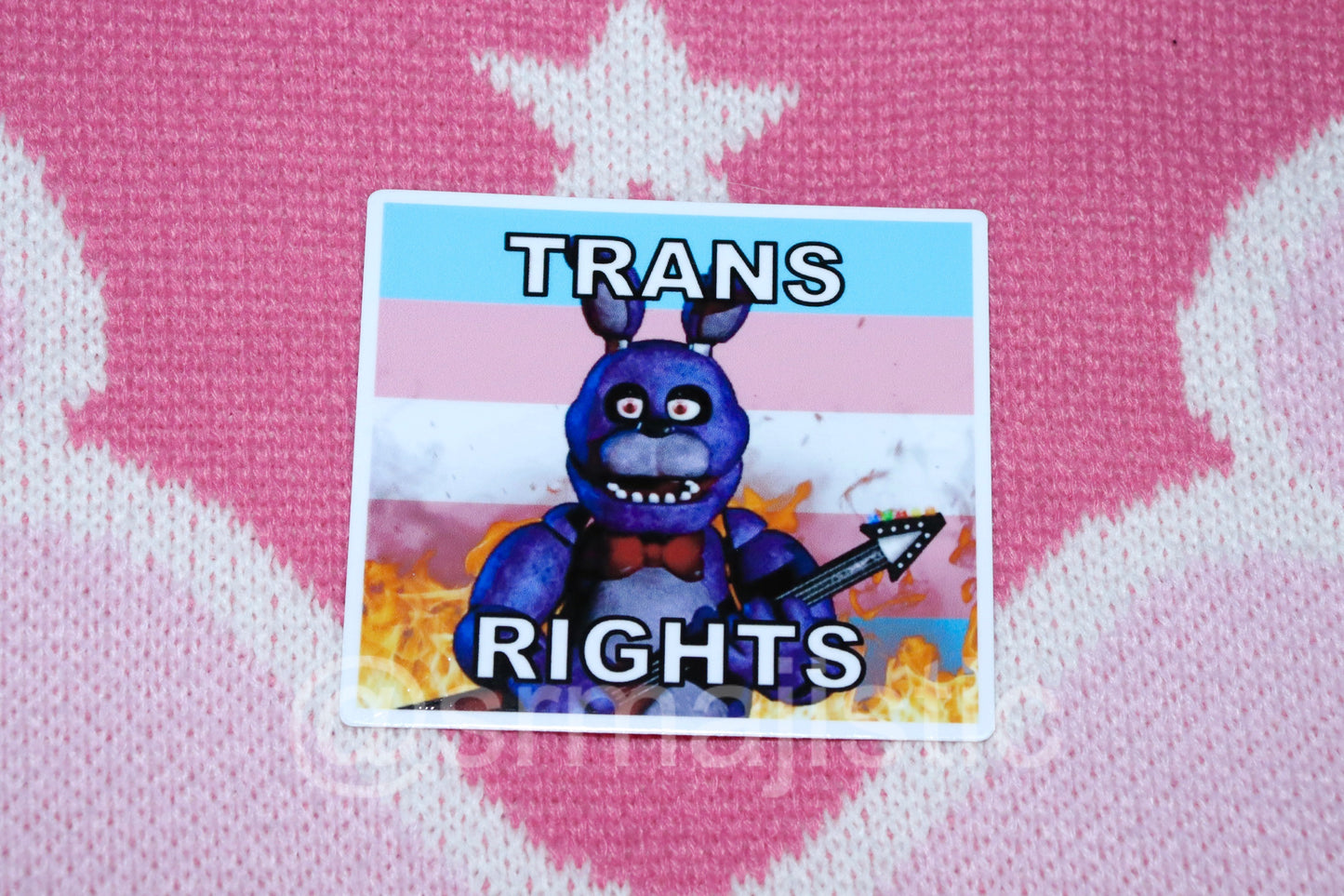 Bumper Stickers of Bonnie from Five Nights at Freddy’s Flaming Pride Flags