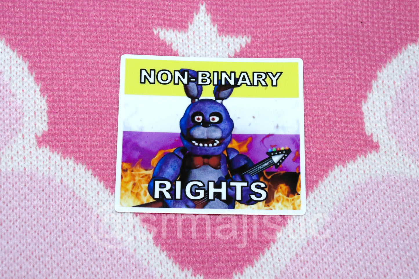 Bumper Stickers of Bonnie from Five Nights at Freddy’s Flaming Pride Flags