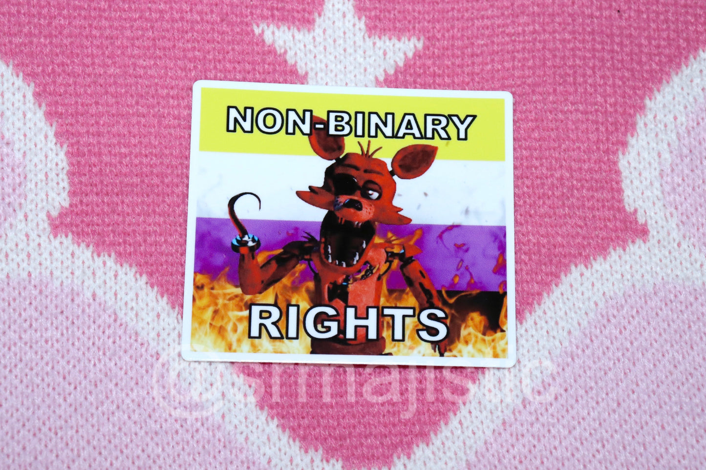 Bumper Stickers of Foxy from Five Nights at Freddy’s Flaming Pride Flags