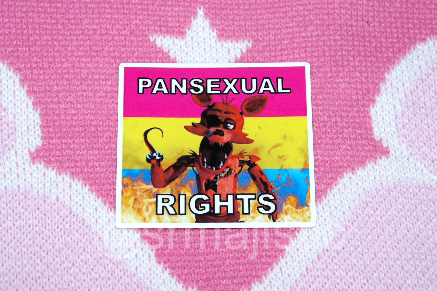Bumper Stickers of Foxy from Five Nights at Freddy’s Flaming Pride Flags