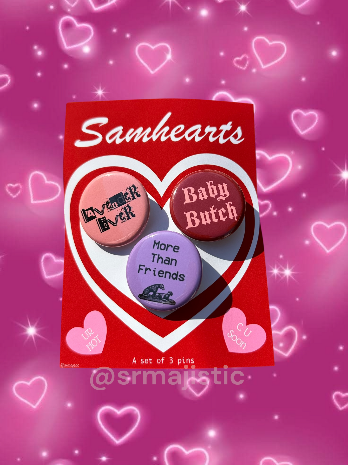 Samhearts Sapphic Lesbian Valentine's Day Buttons