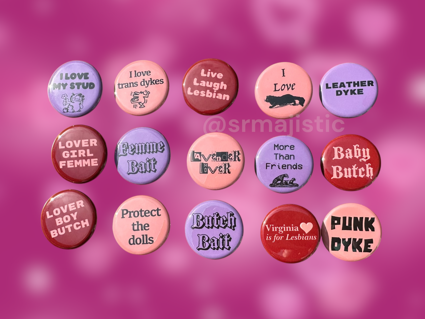 Samhearts Sapphic Lesbian Valentine's Day Buttons