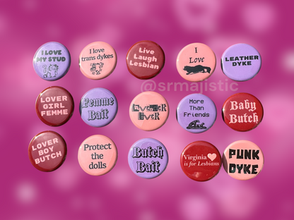 Samhearts Sapphic Lesbian Valentine's Day Buttons