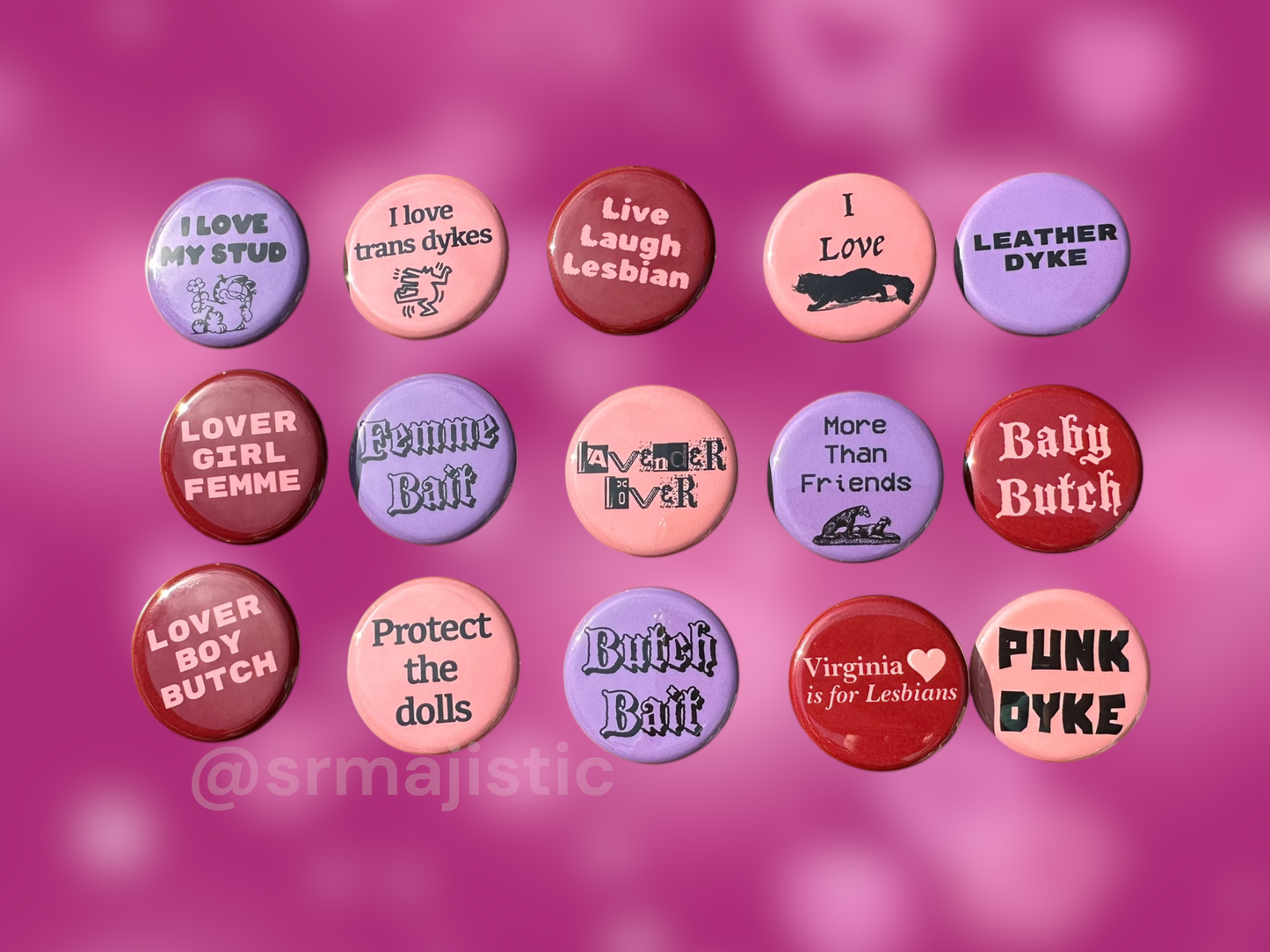 Samhearts Sapphic Lesbian Valentine's Day Buttons
