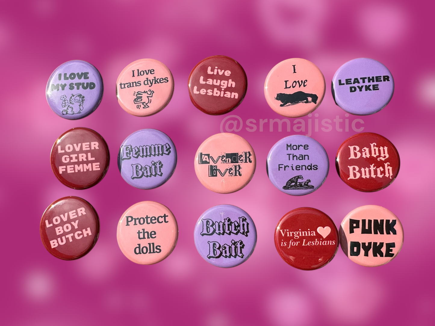 Samhearts Sapphic Lesbian Valentine's Day Buttons