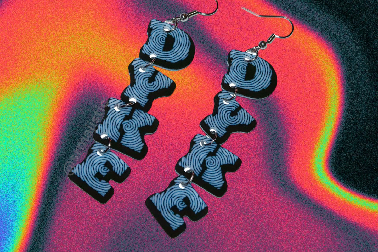 Dyke Dangle Swirly Letters Handmade Earrings!