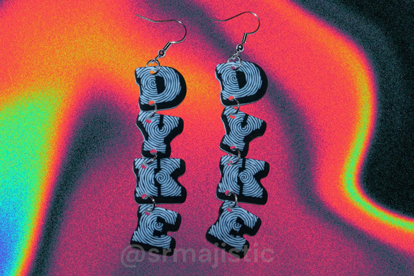 Dyke Dangle Swirly Letters Handmade Earrings!