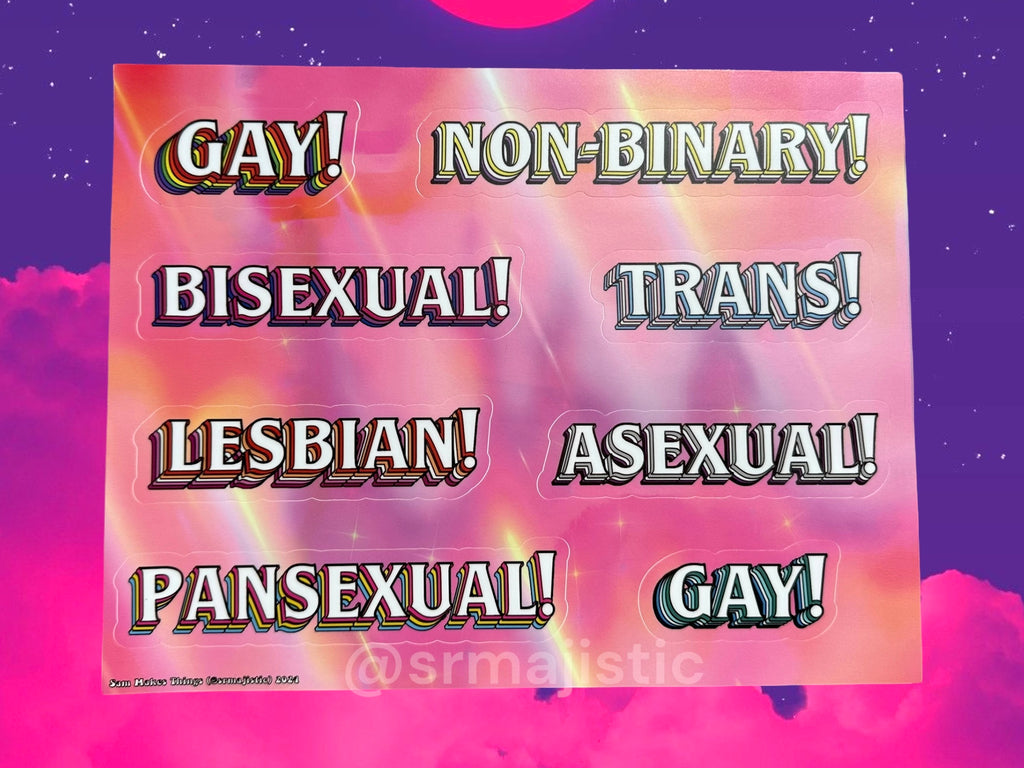 LGBTQ+ Pride Identifiers Large Sticker Sheets!
