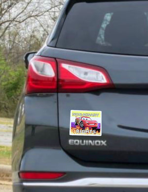 Bumper Stickers of Lightning McQueen from Cars Flaming Pride Flags