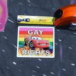 Bumper Stickers of Lightning McQueen from Cars Flaming Pride Flags