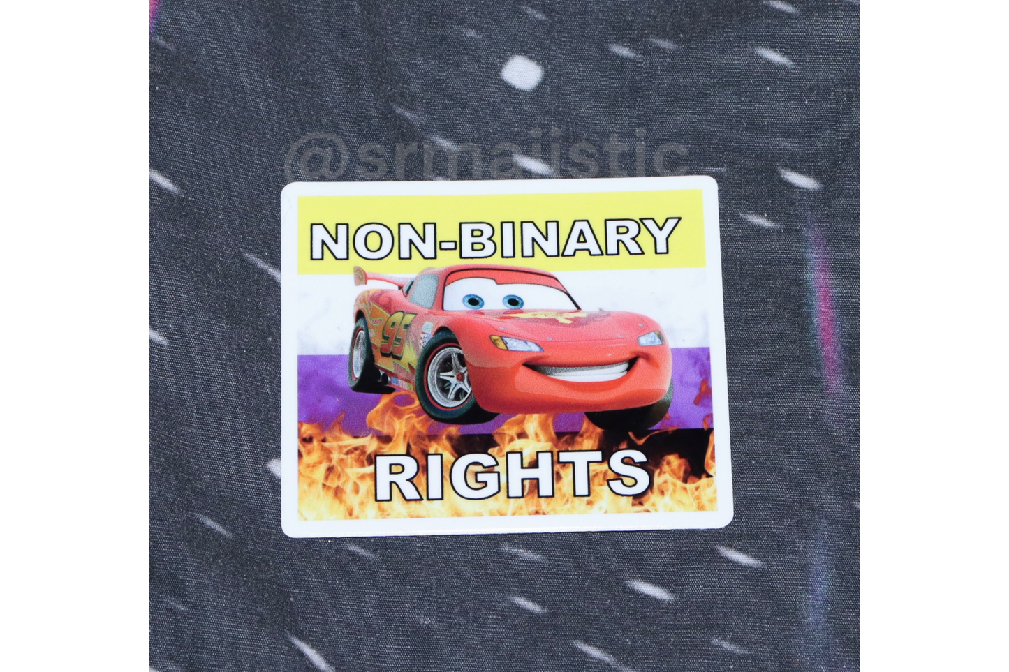 Bumper Stickers of Lightning McQueen from Cars Flaming Pride Flags