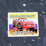 Bumper Stickers of Lightning McQueen from Cars Flaming Pride Flags