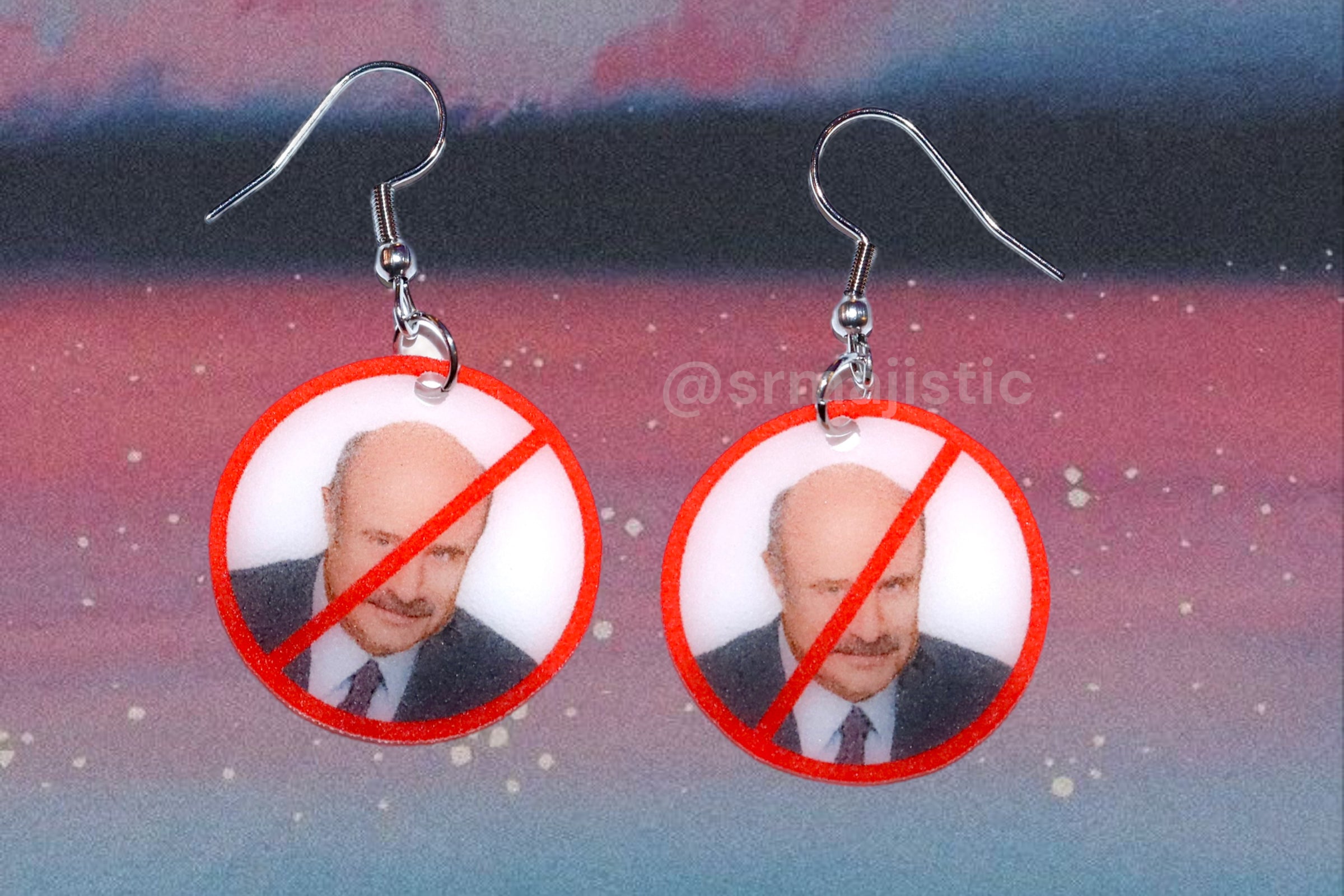 I Hate Dr. Phil ‘No’ Symbol Funny Meme Handmade Earrings!