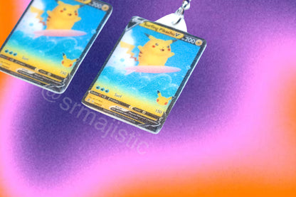 Collection of VMax Pikachu Pokémon Cards Handmade Earrings!