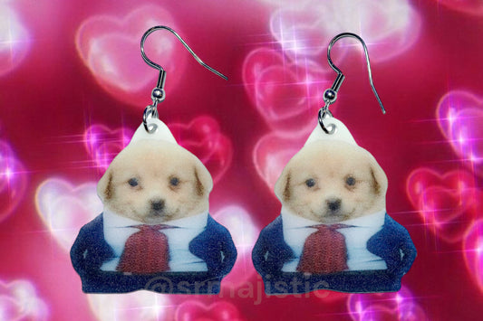 Business Jotchua Puppy Dog Meme Funny Handmade Earrings!