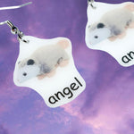 Baby Opossum Angel Meme Handmade Earrings!