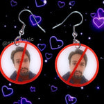 I Hate Lin Manuel Miranda Lip Biting ‘No’ Symbol Funny Meme Handmade Earrings!