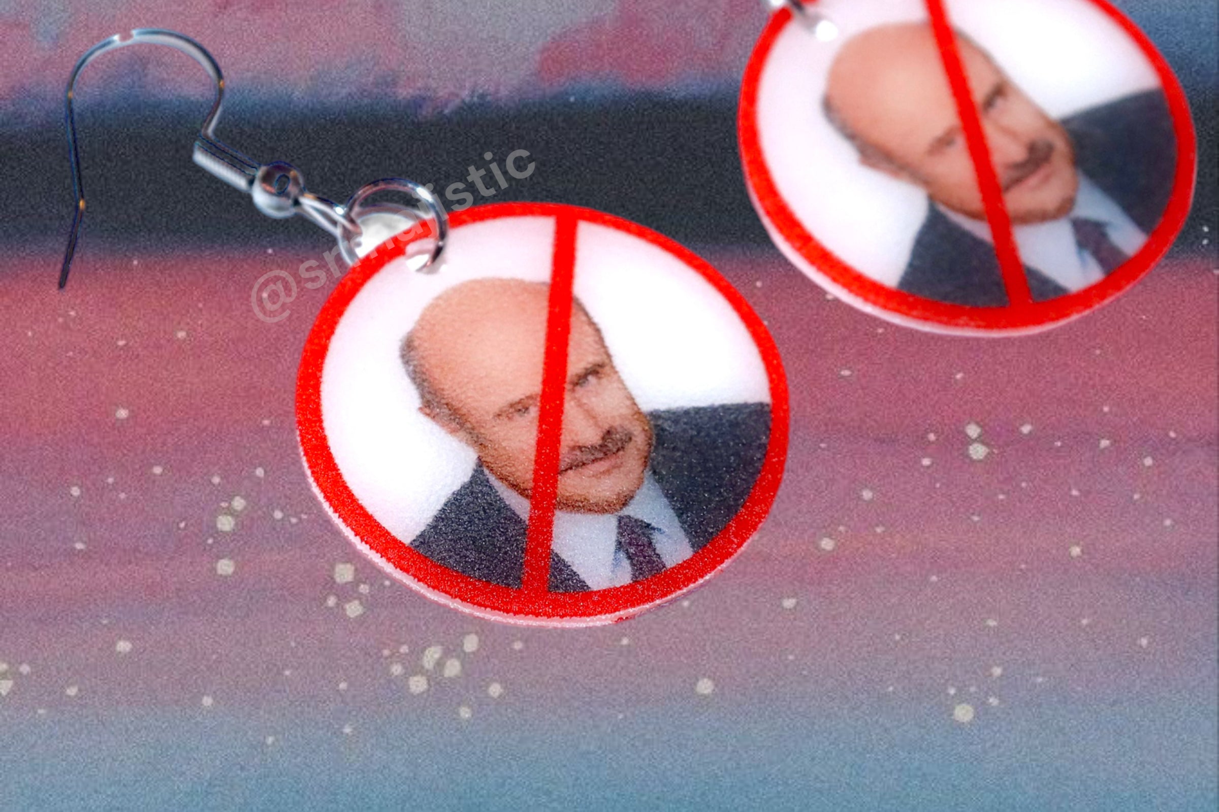I Hate Dr. Phil ‘No’ Symbol Funny Meme Handmade Earrings!