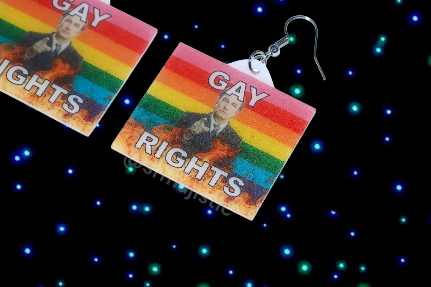 (READY TO SHIP) Better Call Saul Gay Flame Pride Flag Handmade Earrings!