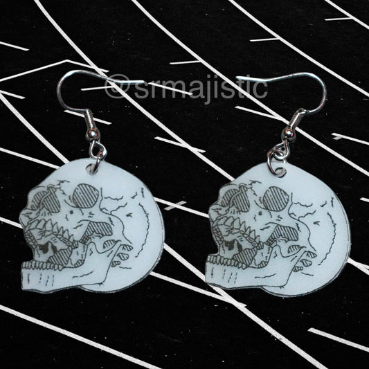 (READY TO SHIP) Detailed Skeleton Skull Handmade Earrings!