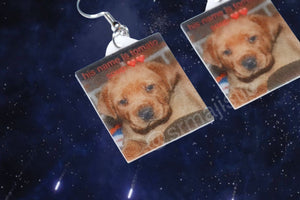 ‘His name is Tomato Soup ♥️♥️’ Cute Dog Funny Meme Handmade Earrings!