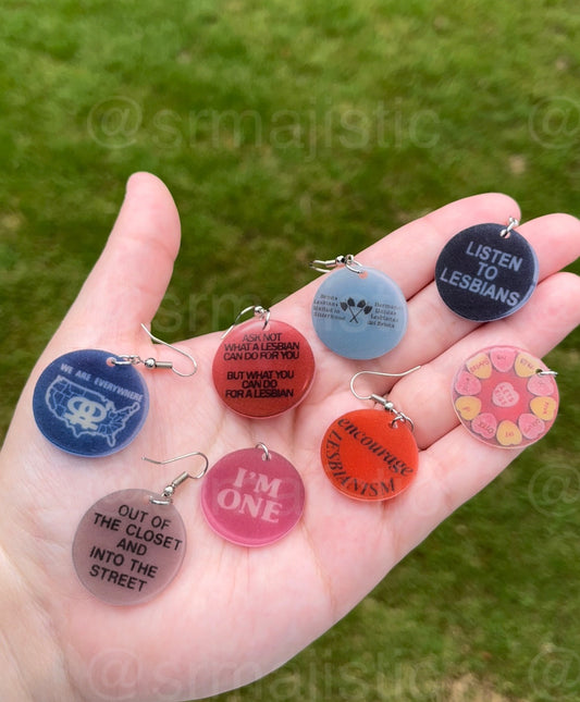 (READY TO SHIP) Vintage Pride Protest Button Design 2D Handmade Earrings!