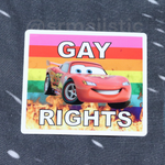 Bumper Stickers of Lightning McQueen from Cars Flaming Pride Flags
