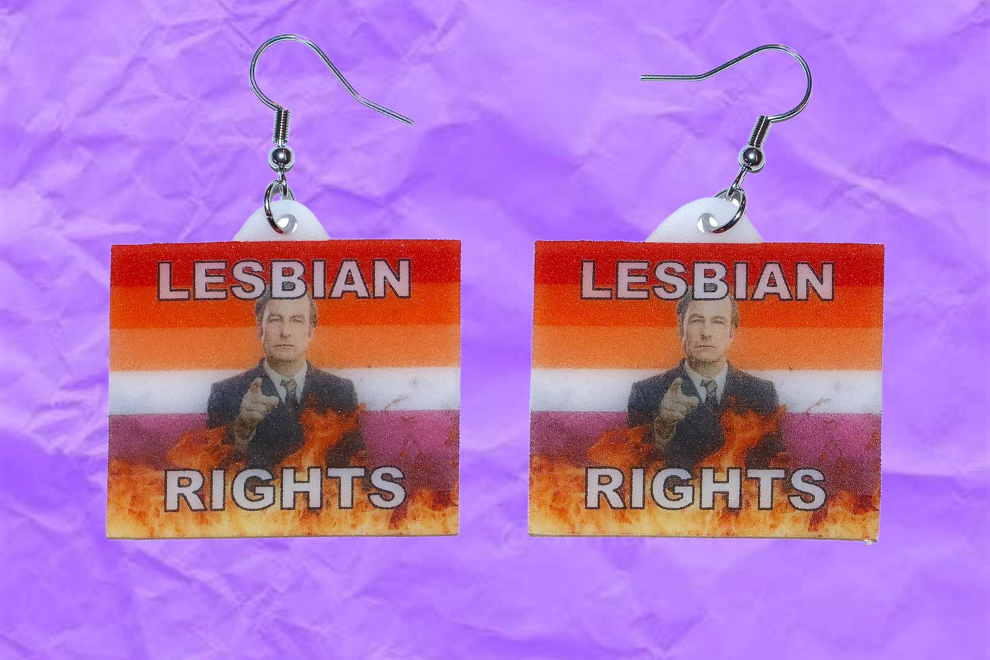 (READY TO SHIP) Better Call Saul Gay Flame Pride Flag Handmade Earrings!