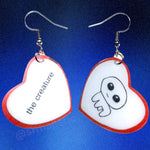 The Creature (Autism TBH Creature) Meme Character Locket Heart 2D detailed Handmade Earrings!