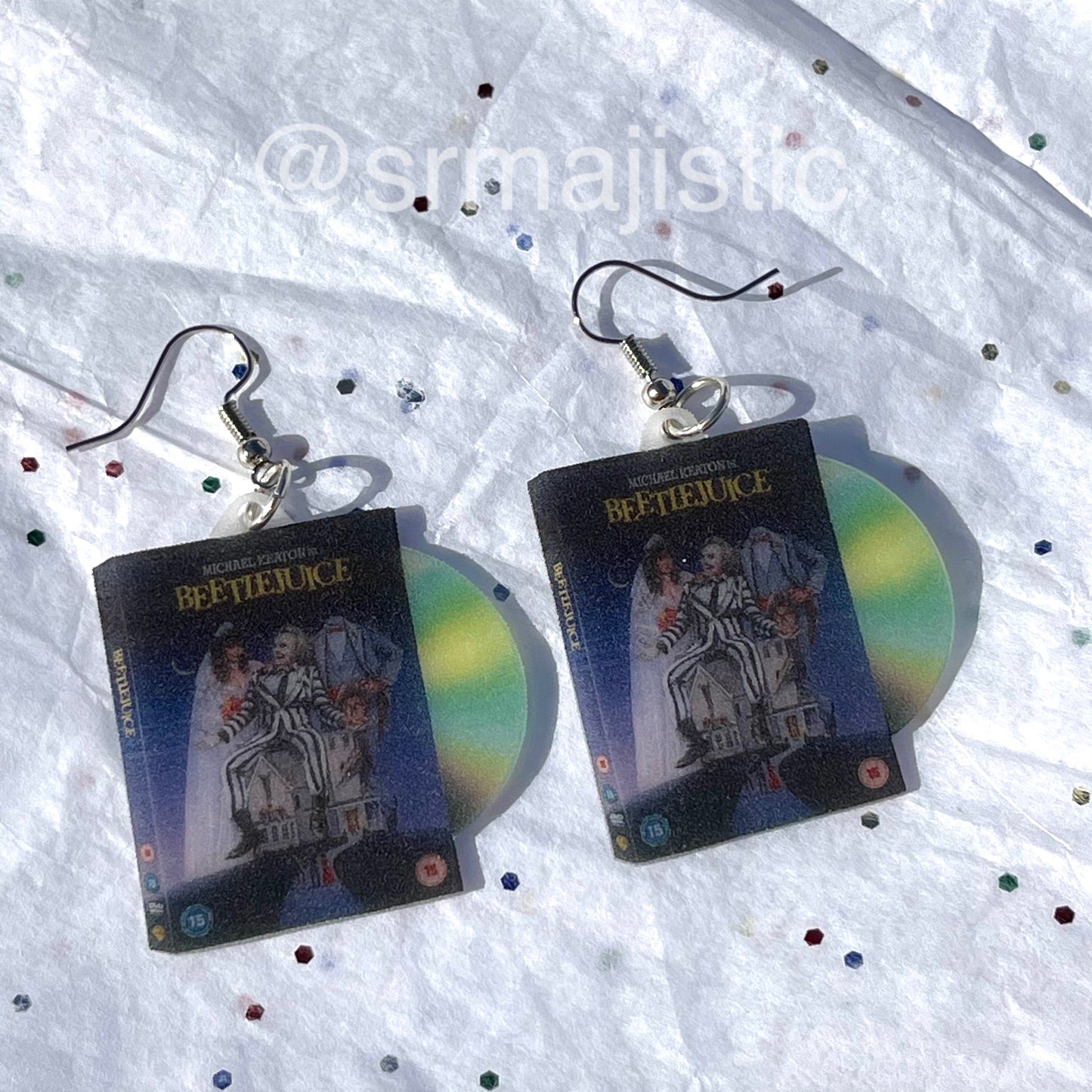 (READY TO SHIP) Beetlejuice (1988) DVD 2D detailed Handmade Earrings!