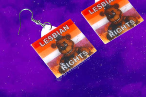 Freddy Fazbear 5 Nights at Freddy’s Collection of Flaming Pride Flags Handmade Earrings!