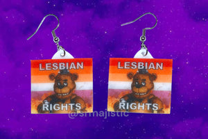 Freddy Fazbear 5 Nights at Freddy’s Collection of Flaming Pride Flags Handmade Earrings!