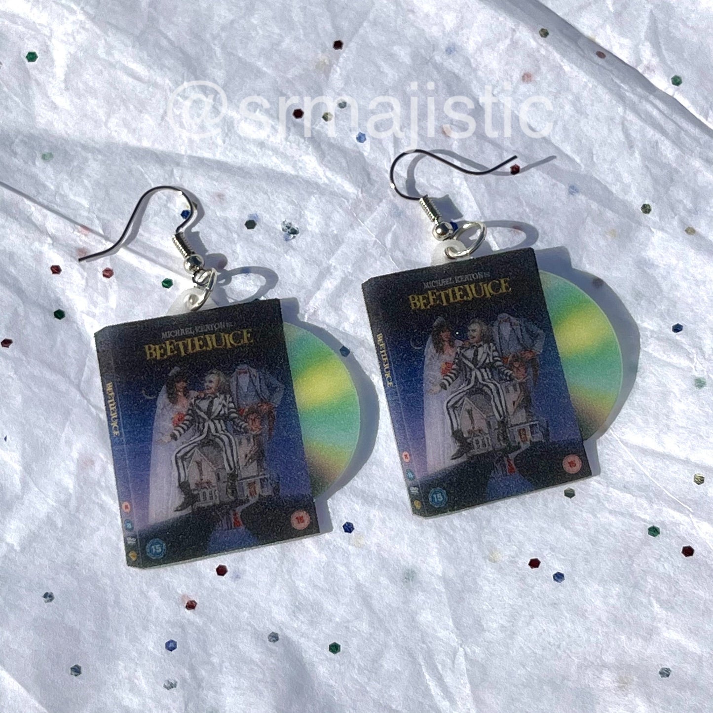 (READY TO SHIP) Beetlejuice (1988) DVD 2D detailed Handmade Earrings!