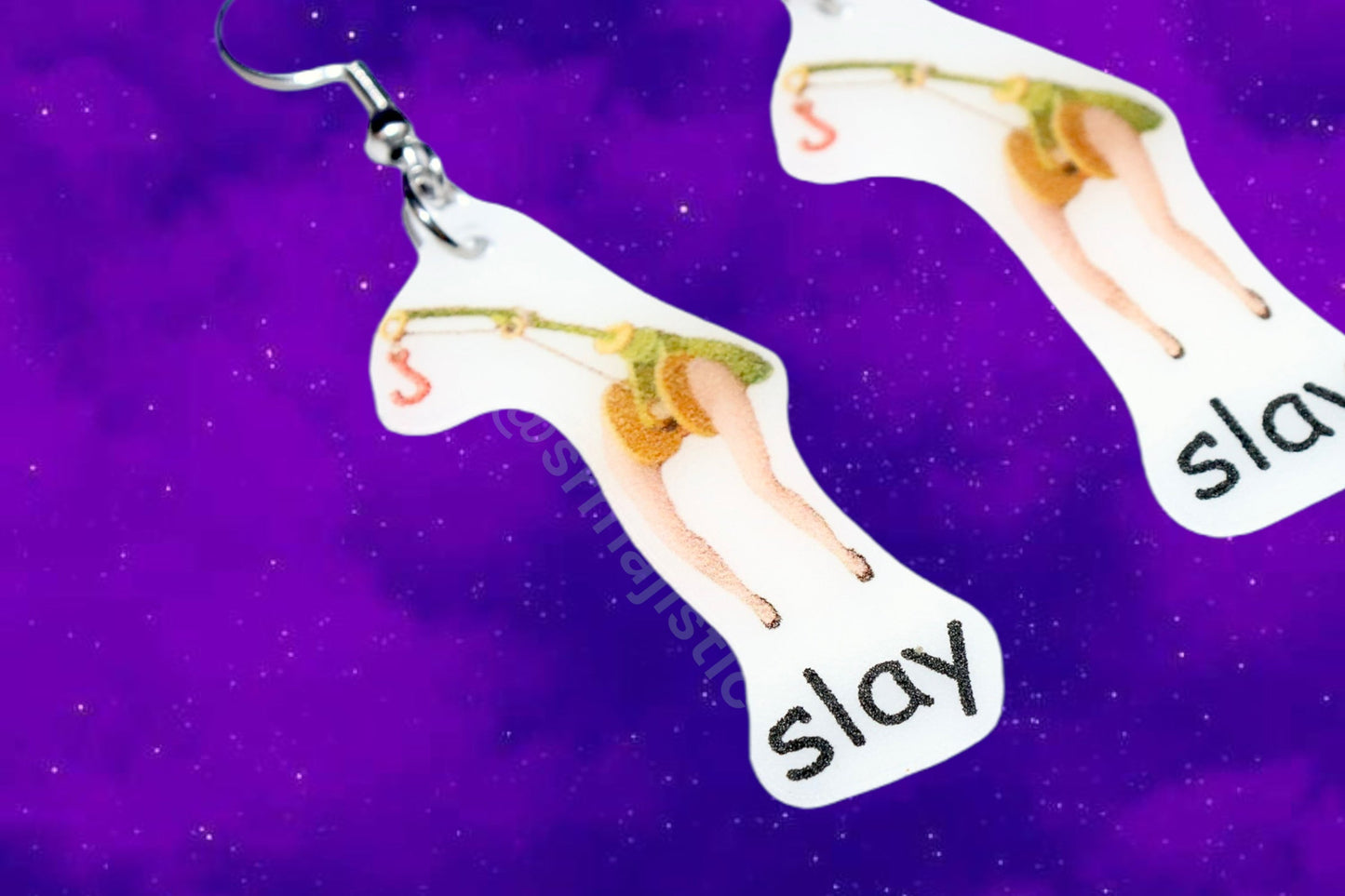 (READY TO SHIP) Fishing Rod with Legs Toy Story Slay Meme Handmade Earrings!