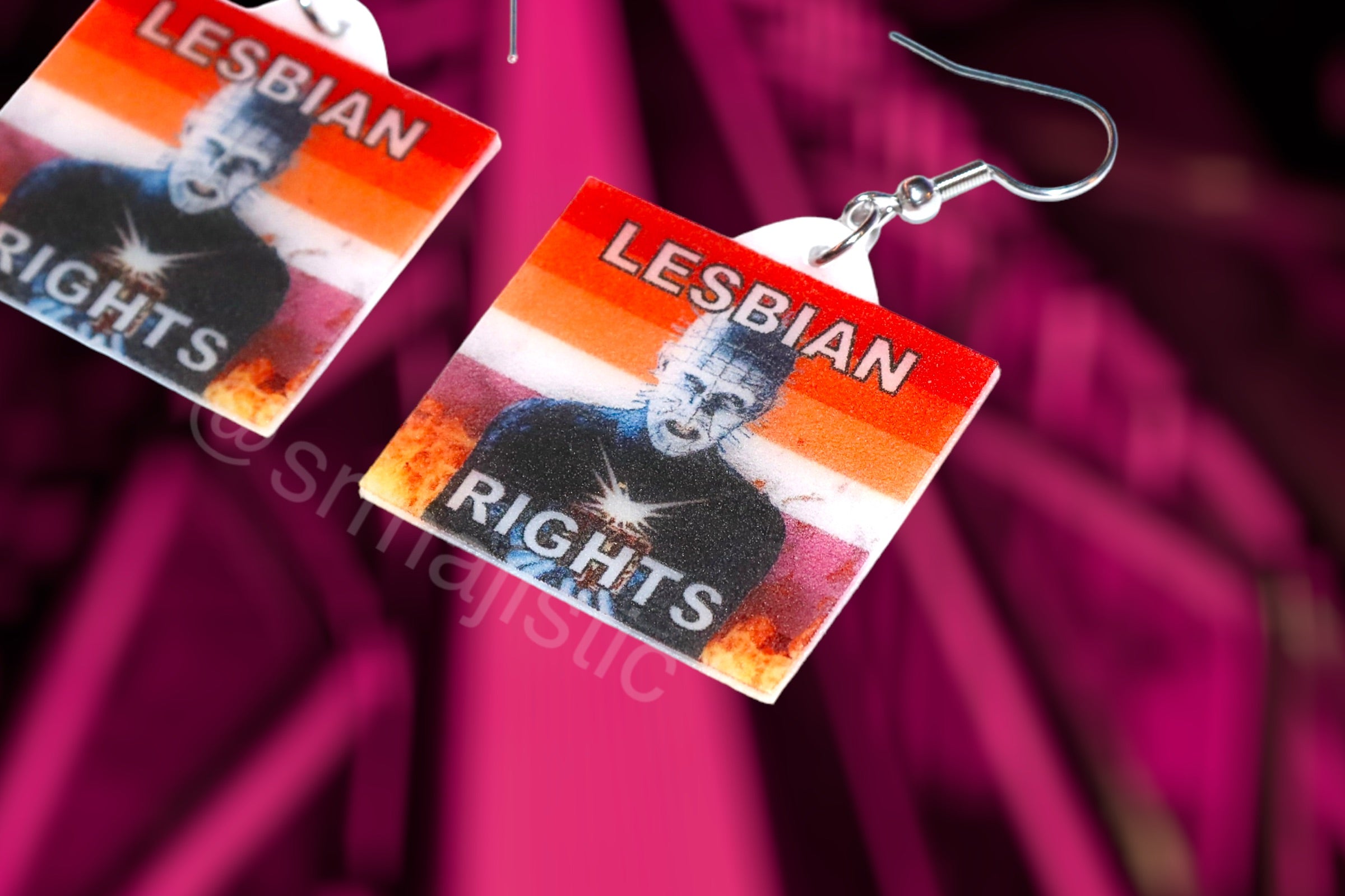 Hellraiser Pinhead Collection of Flaming Pride Flags Handmade Earrings!