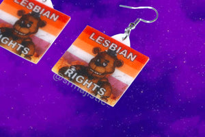 Freddy Fazbear 5 Nights at Freddy’s Collection of Flaming Pride Flags Handmade Earrings!
