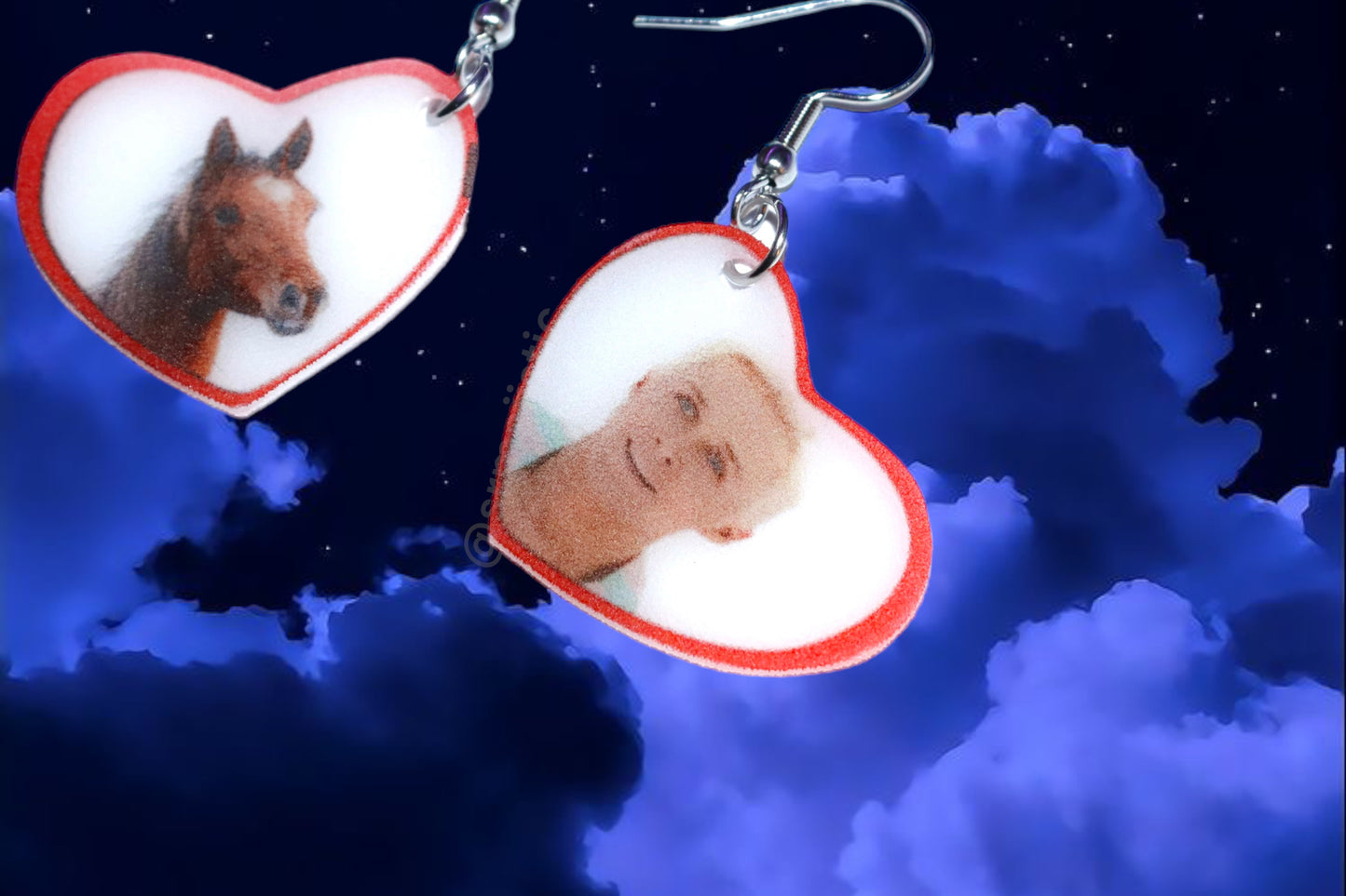 Barbie’s Ken and Horse My Beloved Character Heart Locket 2D detailed Handmade Earrings!