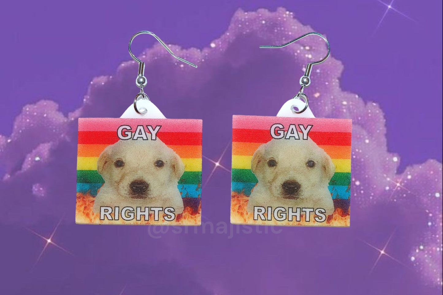 (READY TO SHIP) Jotchua Dog Flaming Pride Flags Handmade Earrings!