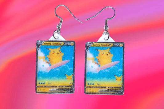 Collection of VMax Pikachu Pokémon Cards Handmade Earrings!
