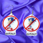 Sonic the Hedgehog Extinct ‘No’ Symbol Cursed Funny Meme Handmade Earrings!
