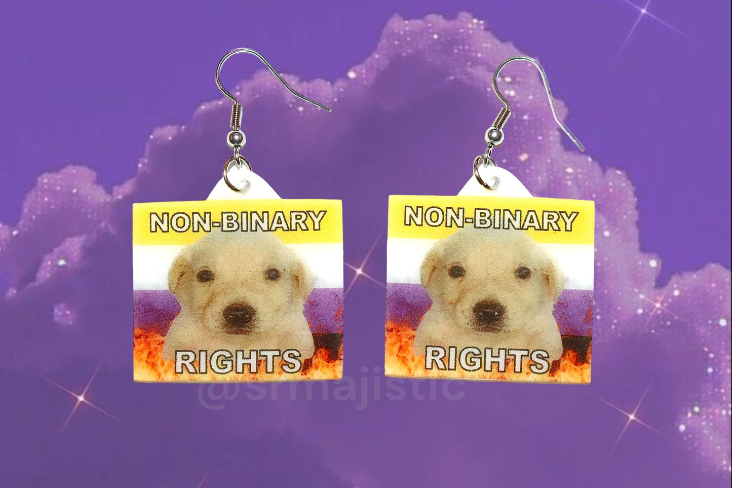 (READY TO SHIP) Jotchua Dog Flaming Pride Flags Handmade Earrings!