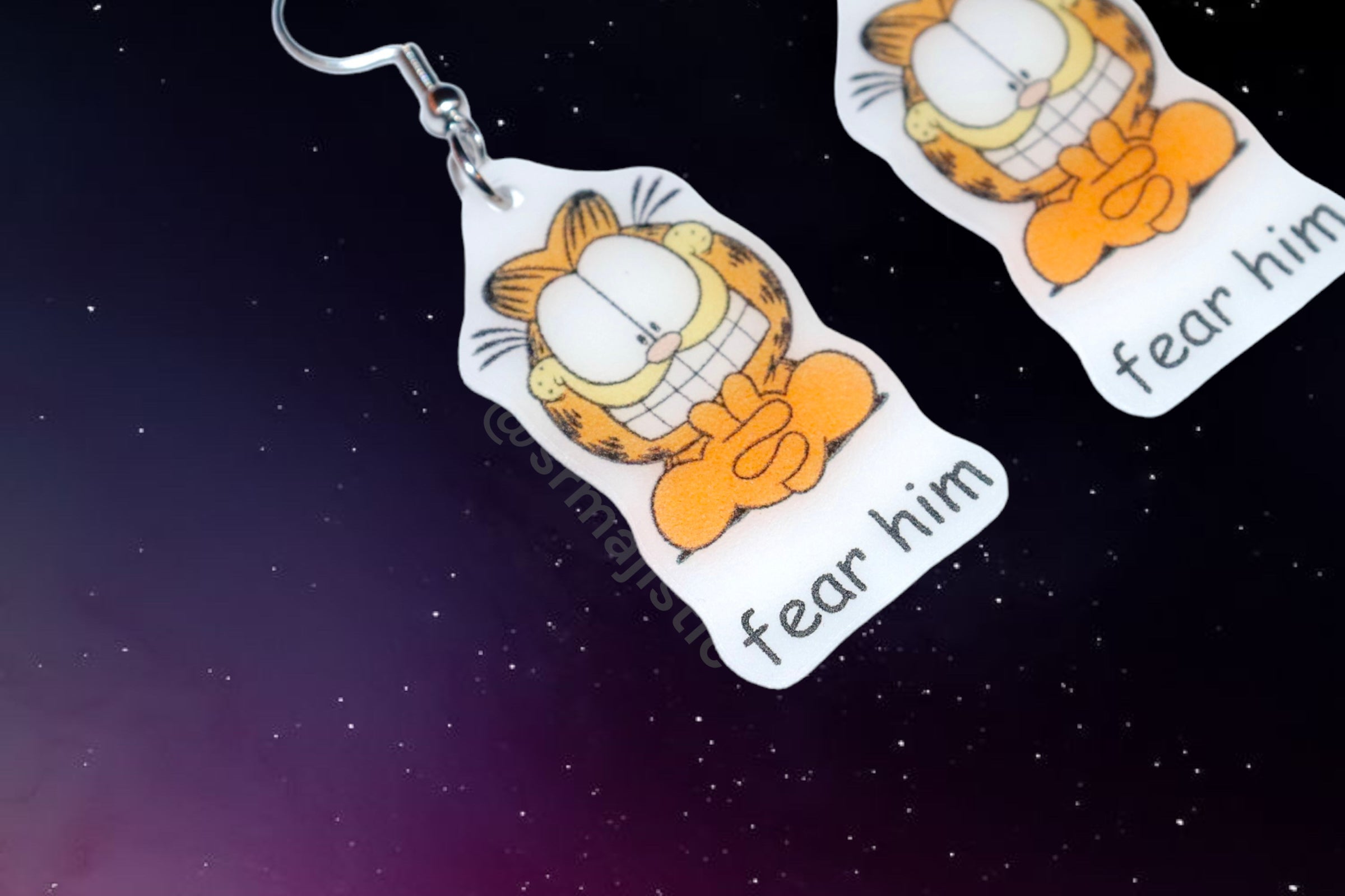 Garfield Fear Him Meme Handmade Earrings!