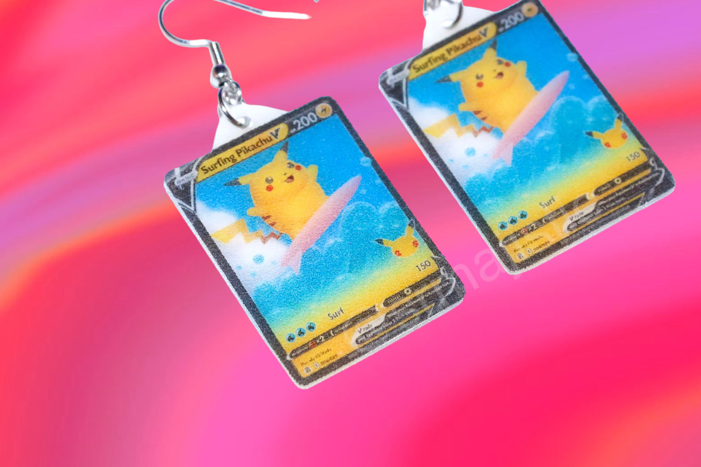 Collection of VMax Pikachu Pokémon Cards Handmade Earrings!